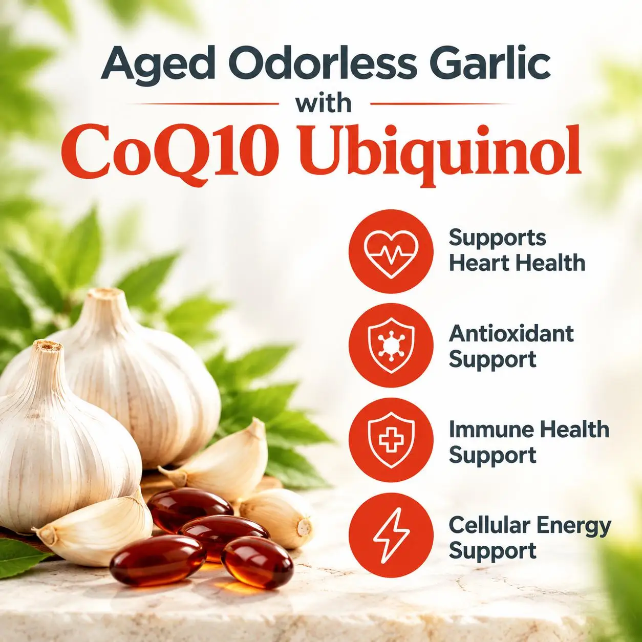 Odorless Aged Garlic Softgels  - огляд і ціна Coq10 Ubiquinol Softgel